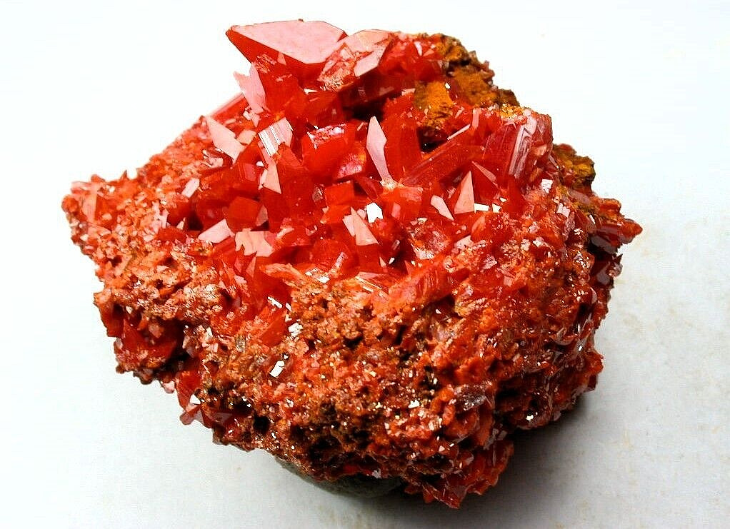 MINERALS : OUTSTANDING GROUP OF CROCOITE XTLS FROM ADELAIDE MINE WITH OLD LABEL