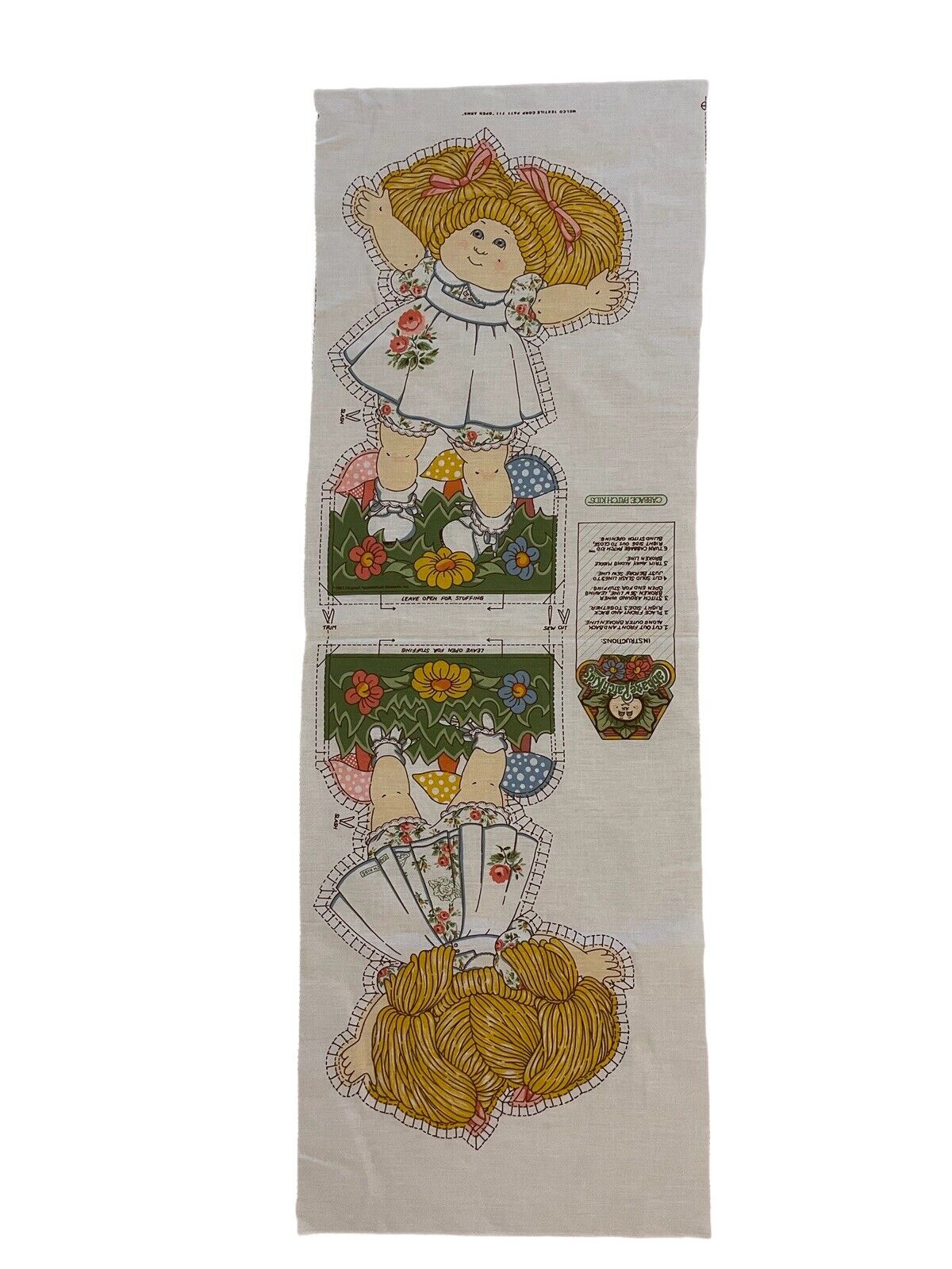 1983 Cabbage Patch Kids Open Arms Blonde Cut & Sew Pillow Pattern Fabric
