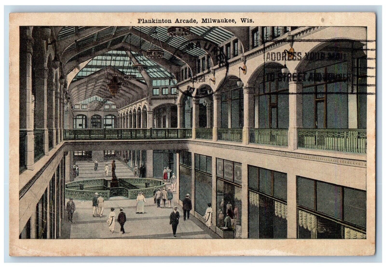Milwaukee Wisconsin WI Postcard Plankton Arcade Interior 1921 Vintage Antique