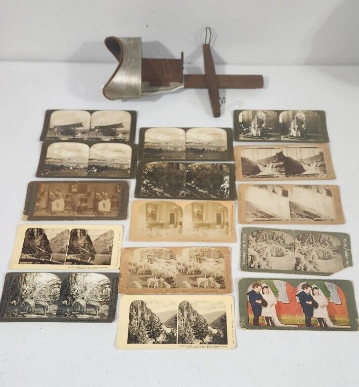 1901 Underwood & Underwood Sun Sculpture Stereoscope Stereo Viewer And Cards