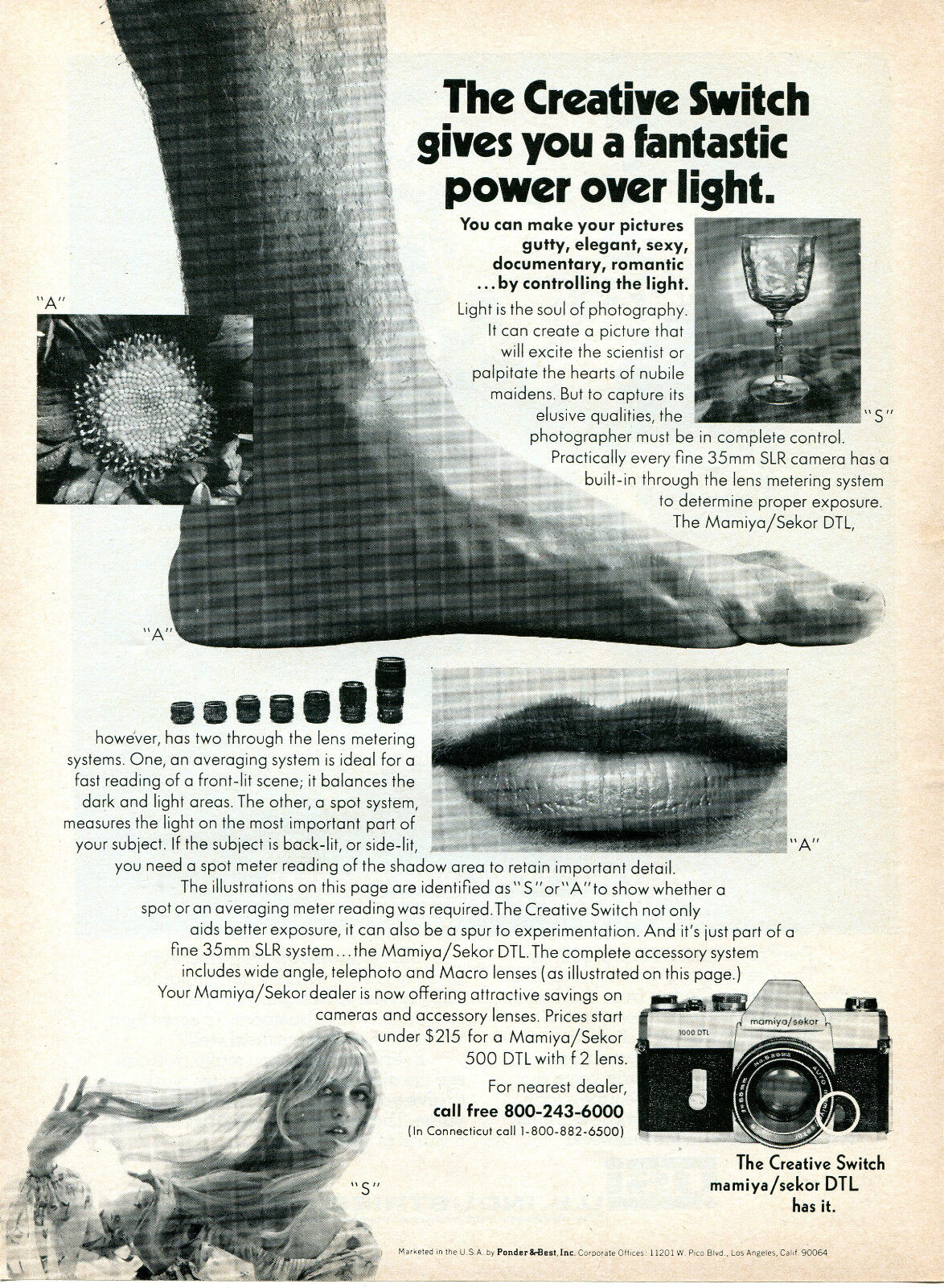 1972 Mamiya Sekor 1000 DTL Camera Print Ad