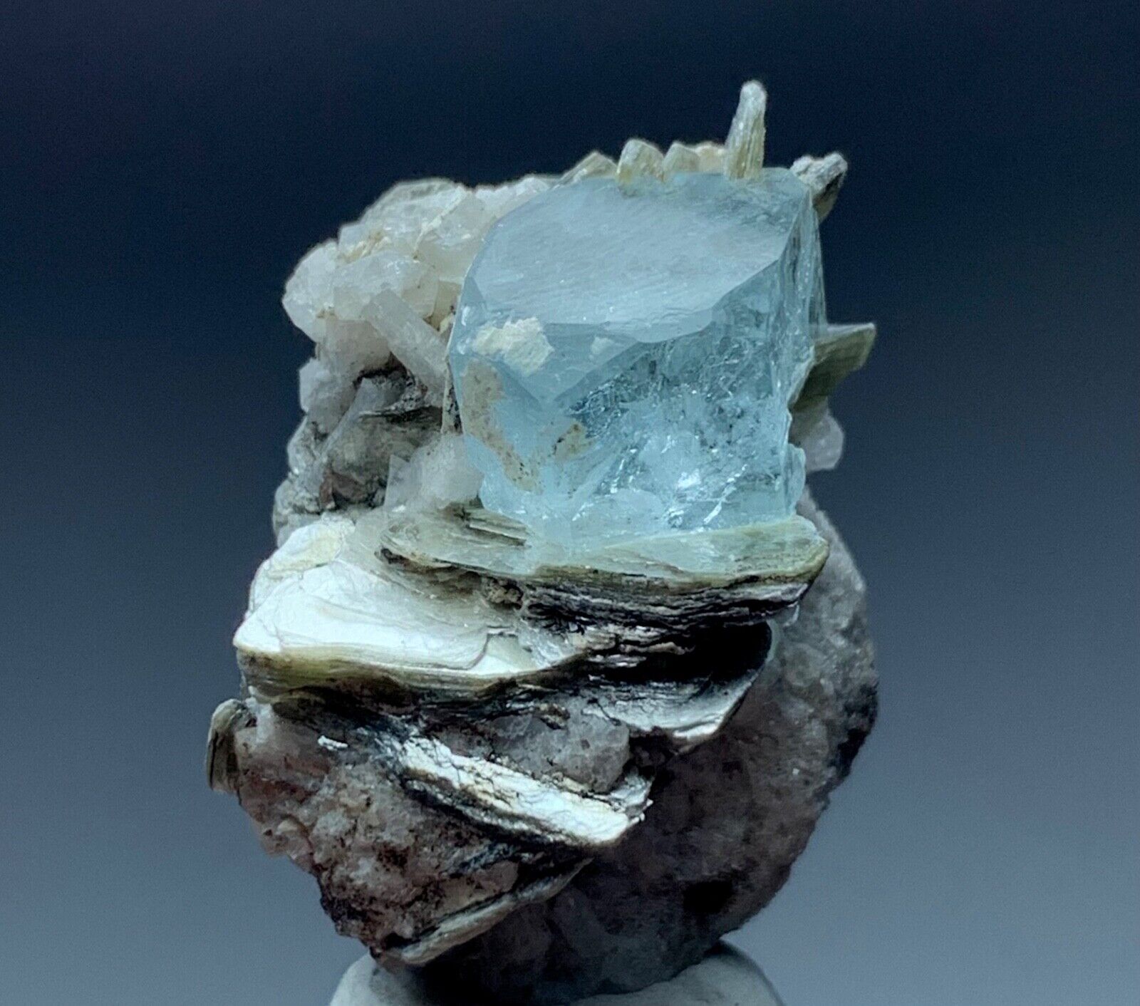 65 Cts Terminated Aquamarine Crystal with Mica from Afghanistan.s