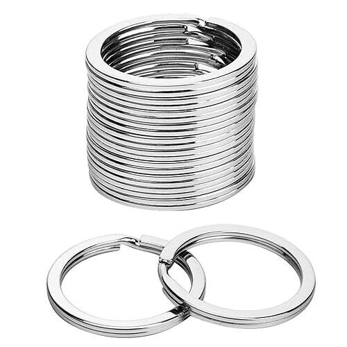 Wayliea Stainless Steel Key Chain Rings Silver Flat Split Metal Keyrings Bulk...