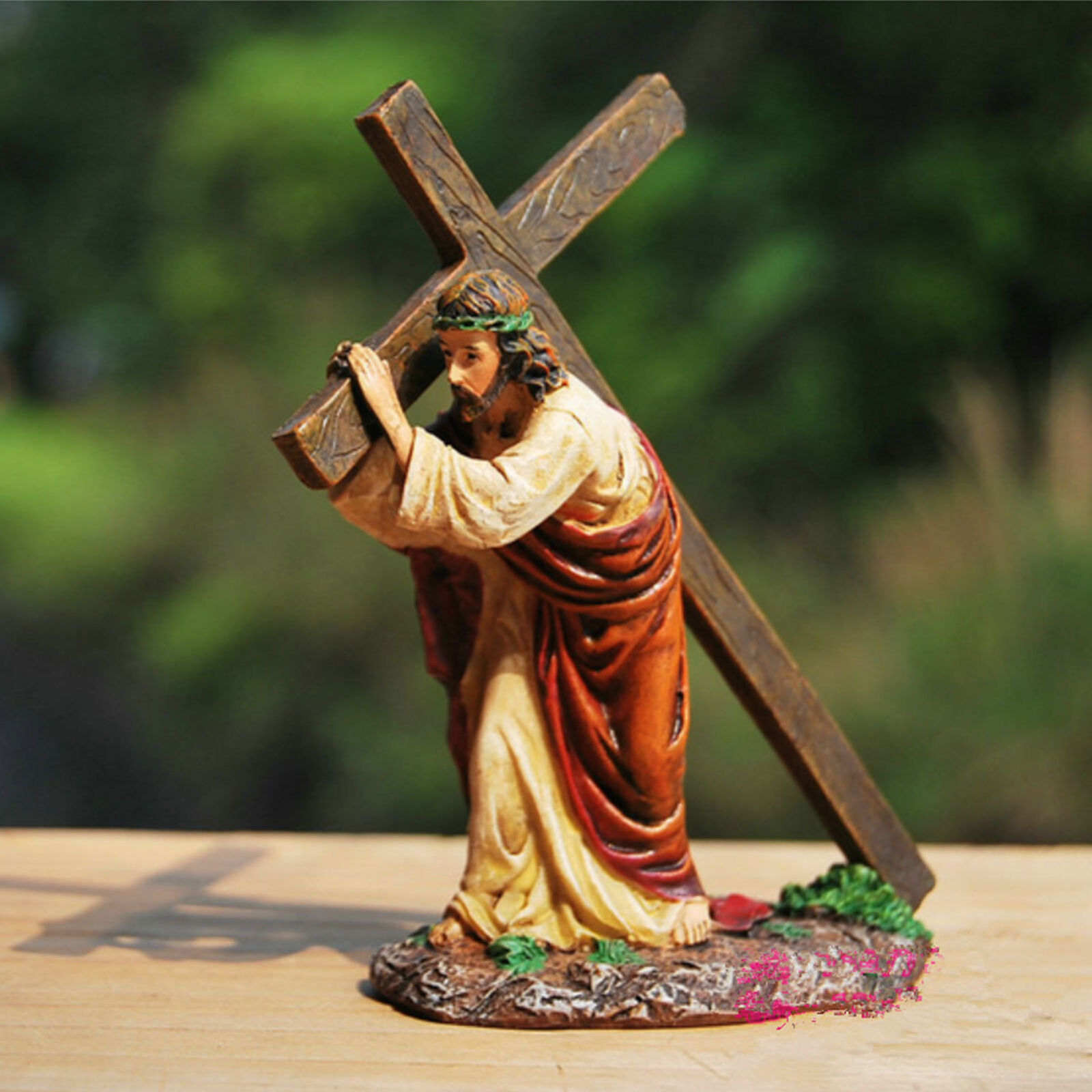 Jesus Carrying Cross Statue Religious Jesus Statues Resin Jesus Figurine Decor