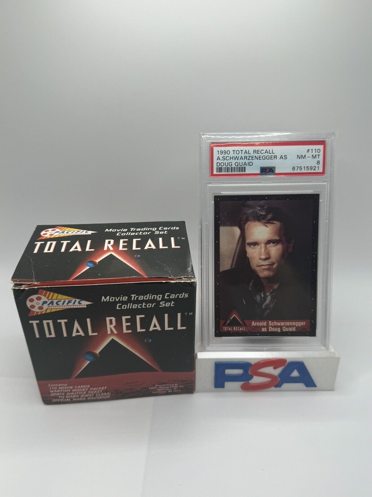 1990 Pacific Total Recall Arnold Schwarzenegger RC PSA 8 #110 with Complete Set