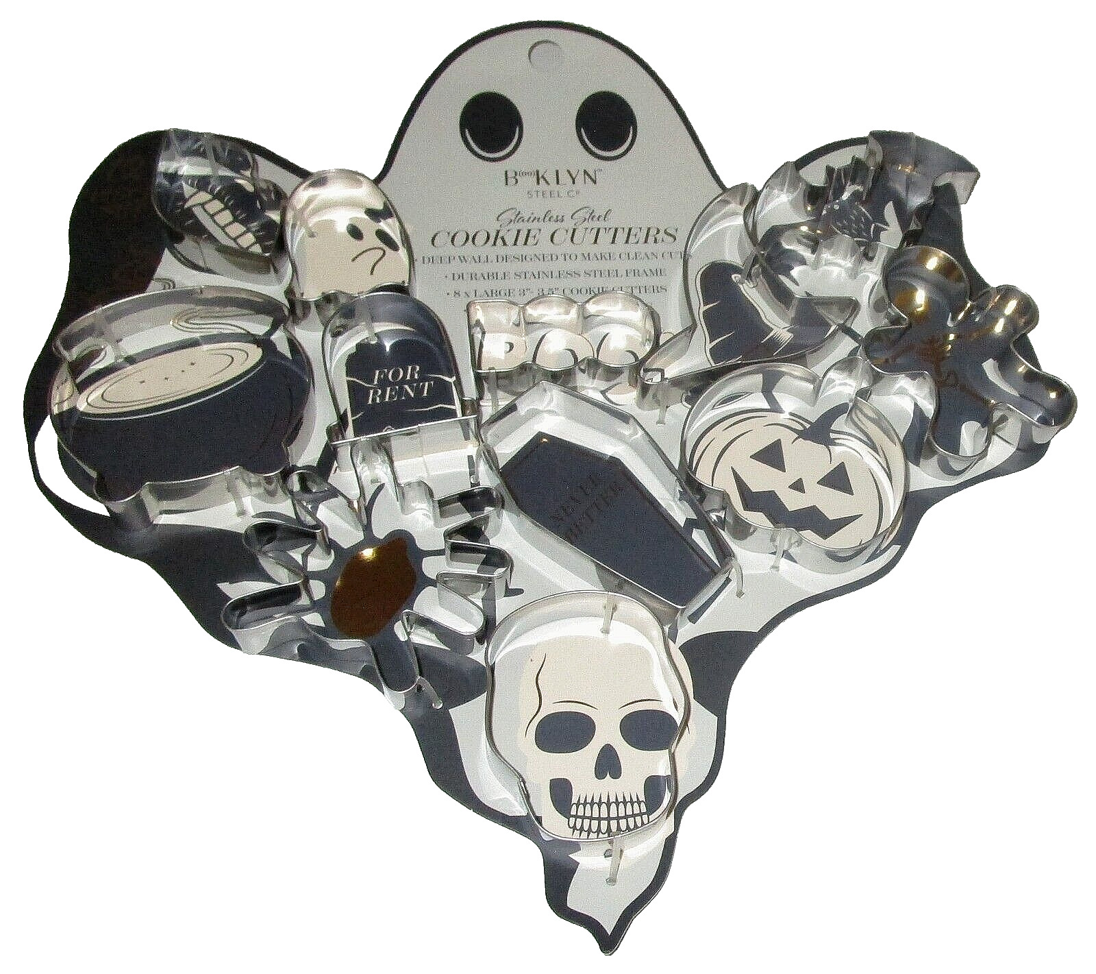 HALLOWEEN Stainless Steel Cookie Cutter By BKLYN STEEL CO. ~ Set OF 12