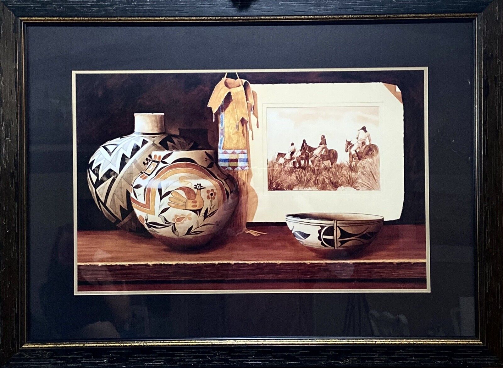 RARE Chuck Sabatino “Cheyenne tobacco bag” Discontinued framed Fine Art Print