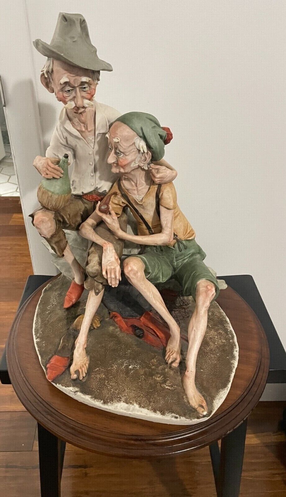 Large Capodimonte Figurine - Two Old Men Drinking - Giuseppe Armani Signed