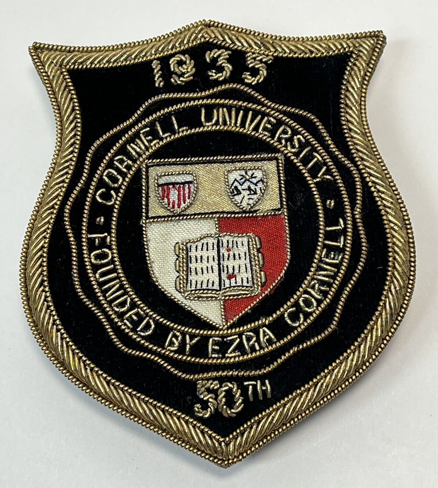 Vintage Cornell University Bullion Patch 1935 Large Badge 50th Year Pin Back