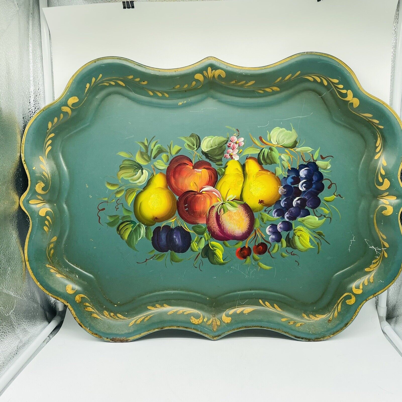 Hand Painted French Style Large 27” x 19.5” Tray