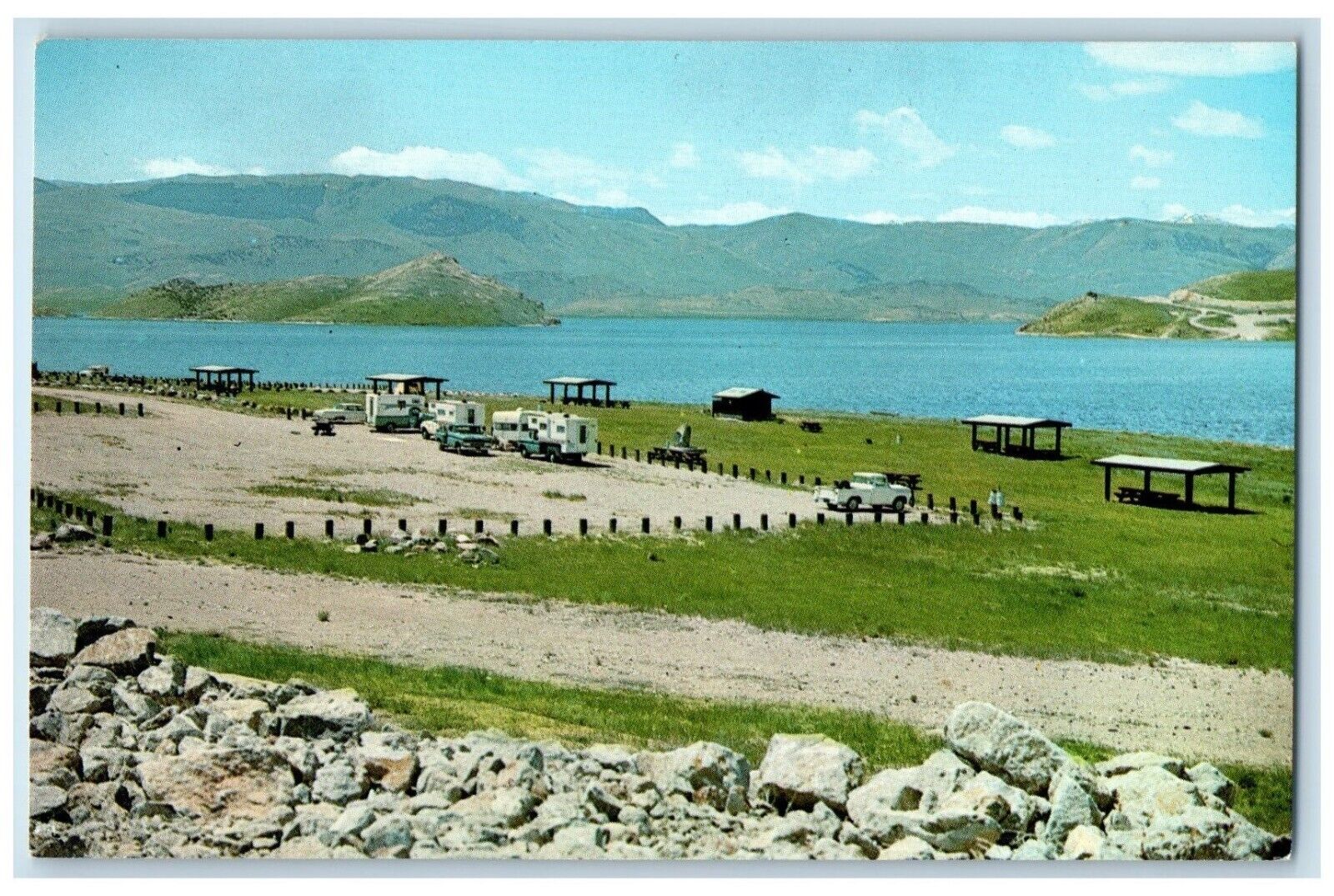 c1960 Hap Hawkins Reservoir Clark Canon Dam Beaverhead River Montana MT Postcard
