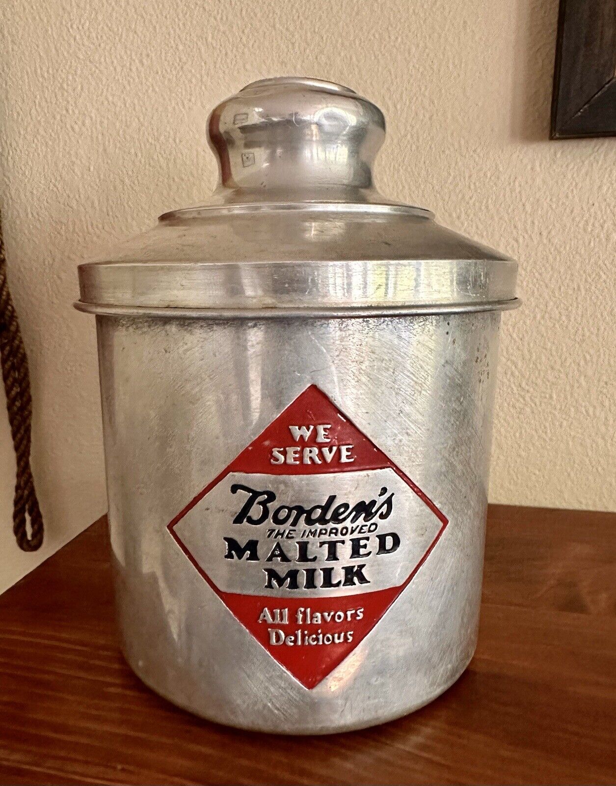 Vintage Original Borden's Malted Milk Aluminum Container