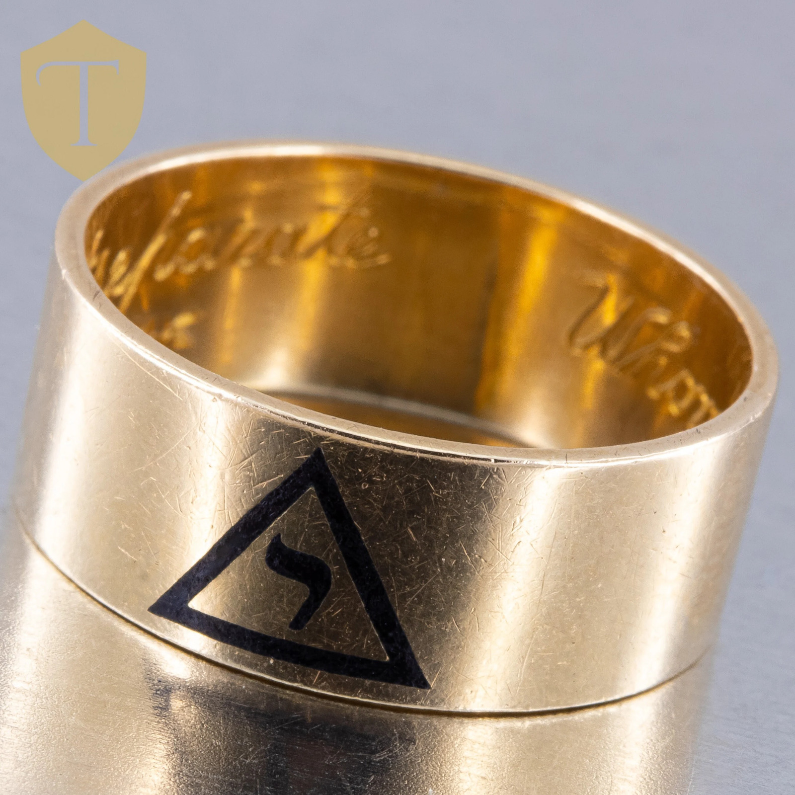 Mid-Century 14K Yellow Gold Men's Masonic Freemason Ring - Size 9