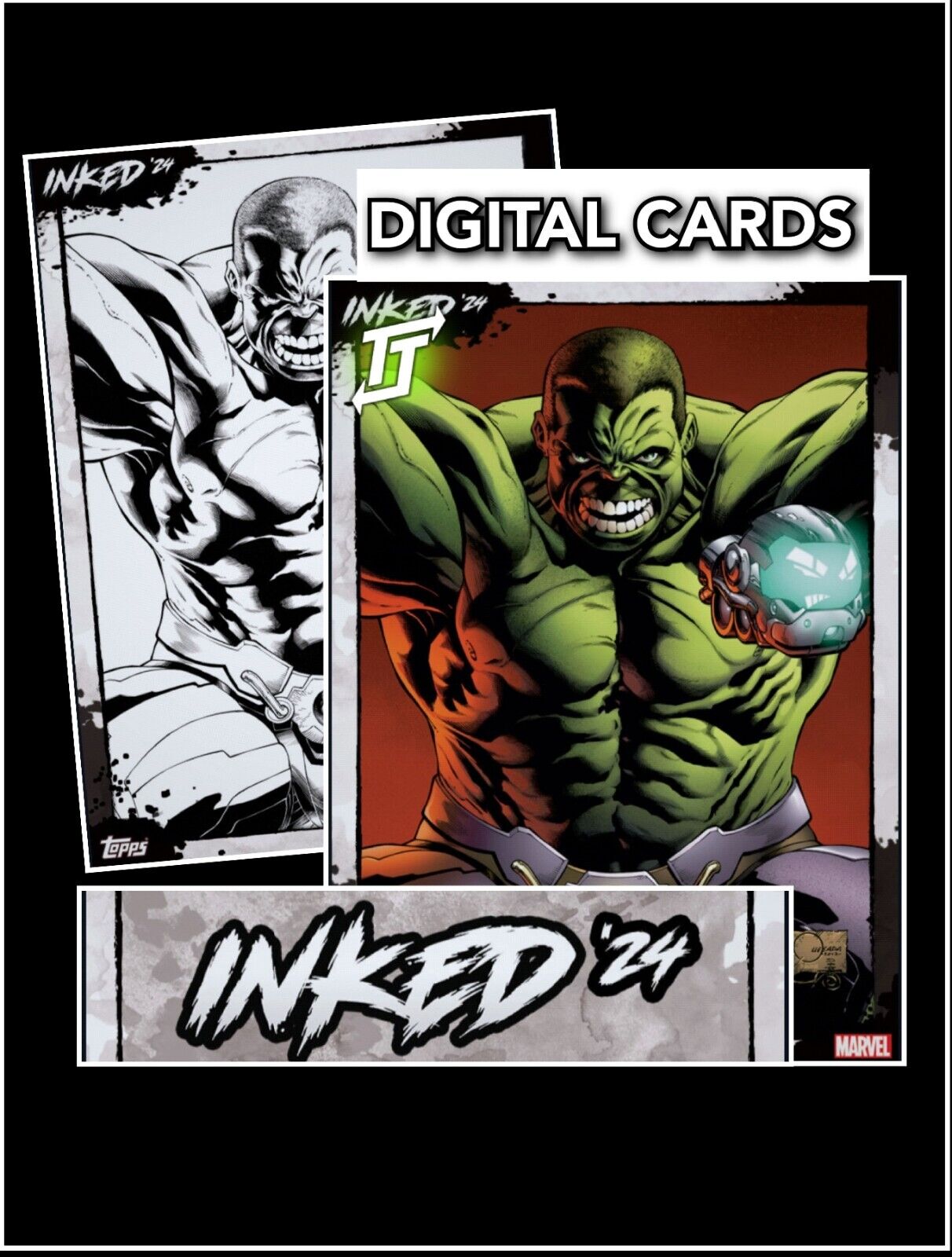 Topps Marvel Collect Inked '24 S2 Hulk Tilt + B & W ⭐Digital Card