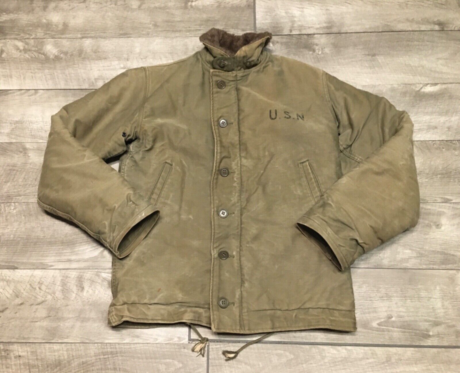 US Navy USN N-1 NXSX 96638 Deck Jacket Alpaca Lined 40s Size 36 Vintage Original