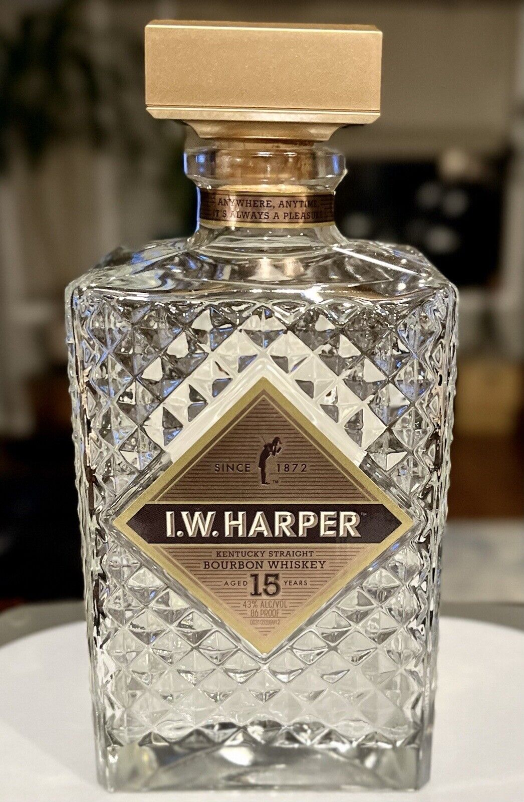 I.W. Harper 15 Year Old Kentucky Straight Bourbon Whiskey Empty Bottle Decanter