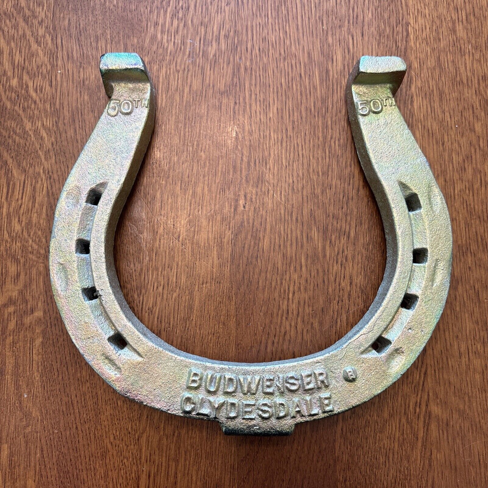 1983 Budweiser Clydesdale 50th Anniversary Large Gold Horseshoe 9”