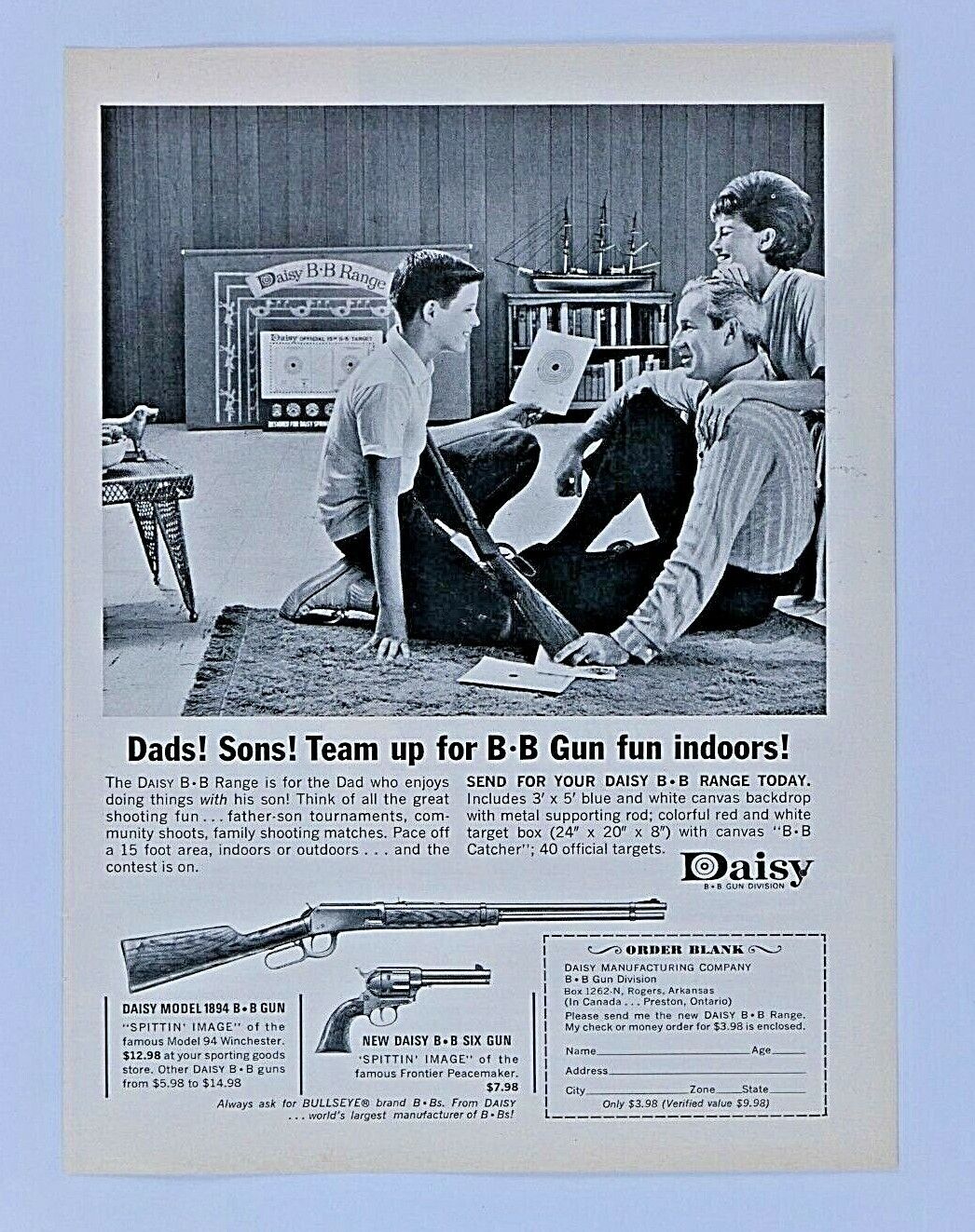 1962 Daisy Model 1894 BB Gun Vintage Original Print Ad 8.5 x 11\