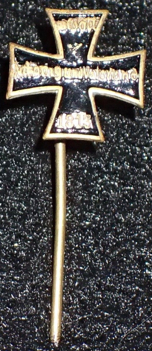 Antique Imperial German War Veteran 1813 Iron Cross Stickpin Lapel Pin Vaderland