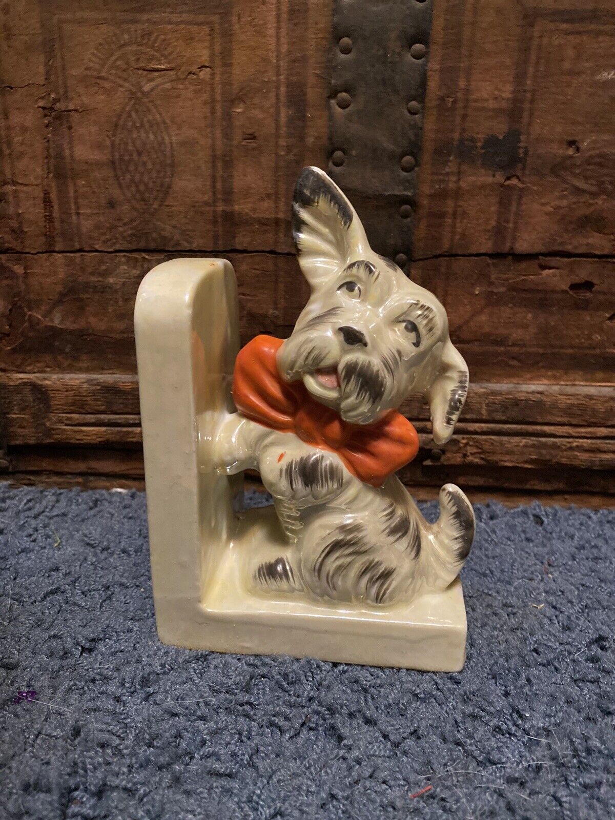 Vintage Lustreware Scottie Dog Single Bookend Or Shelf Display