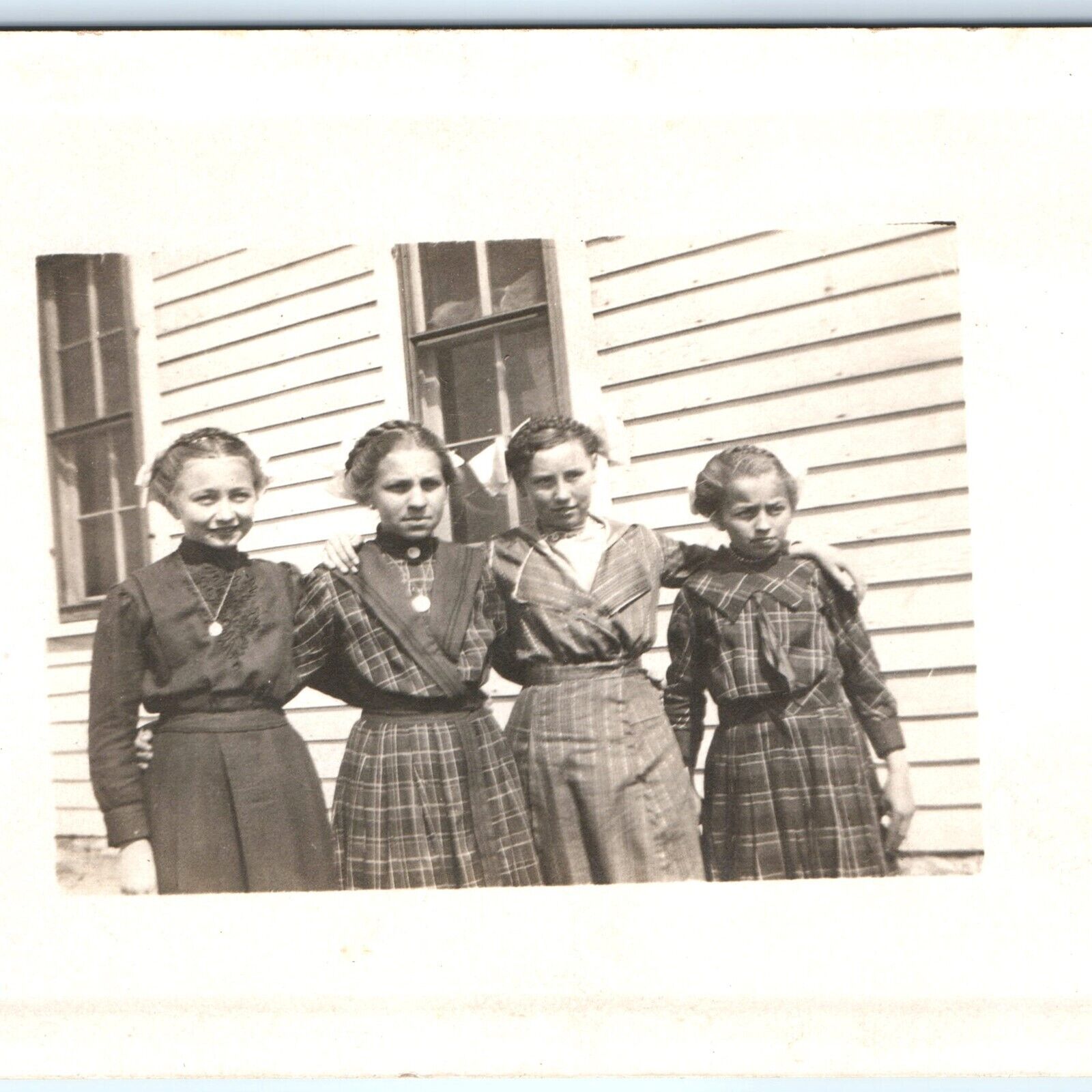 ID'd c1910s Cute Outdoor Group Young Girls RPPC Wolf Real Photo McGaughey A173