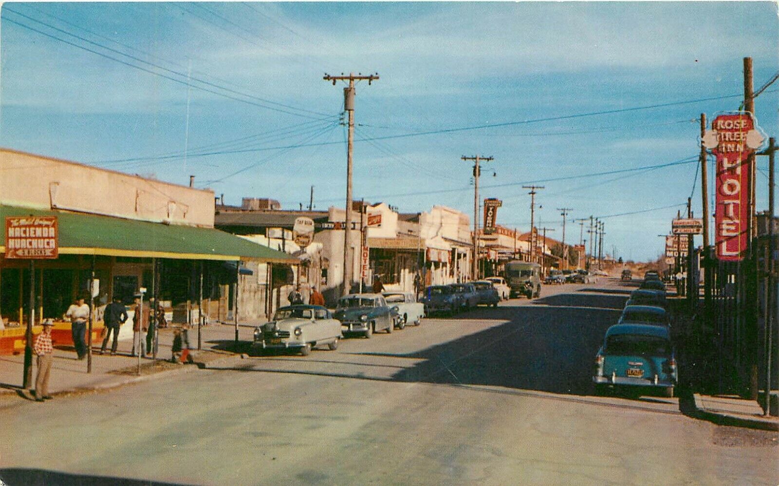 Allen Street Tombstone Arizona AZ  old cars Main Drag Rose Tree Inn Postcard