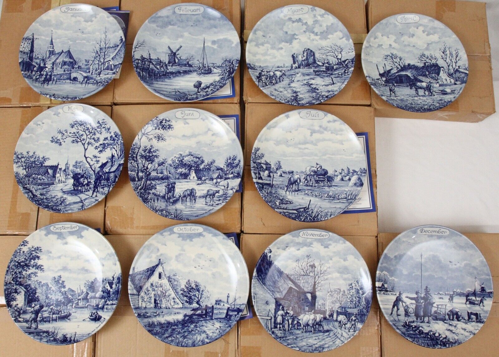 WR Delft Holland Old Netherlands 9.5” Vintage Month Collector Plates Set of 11