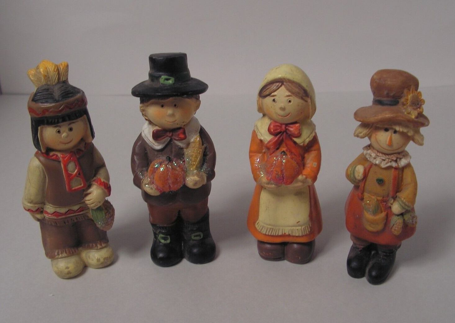 Vintage Thanksgiving Ceramic Pilgrim Figurines {Set of Four} - Pre-owned