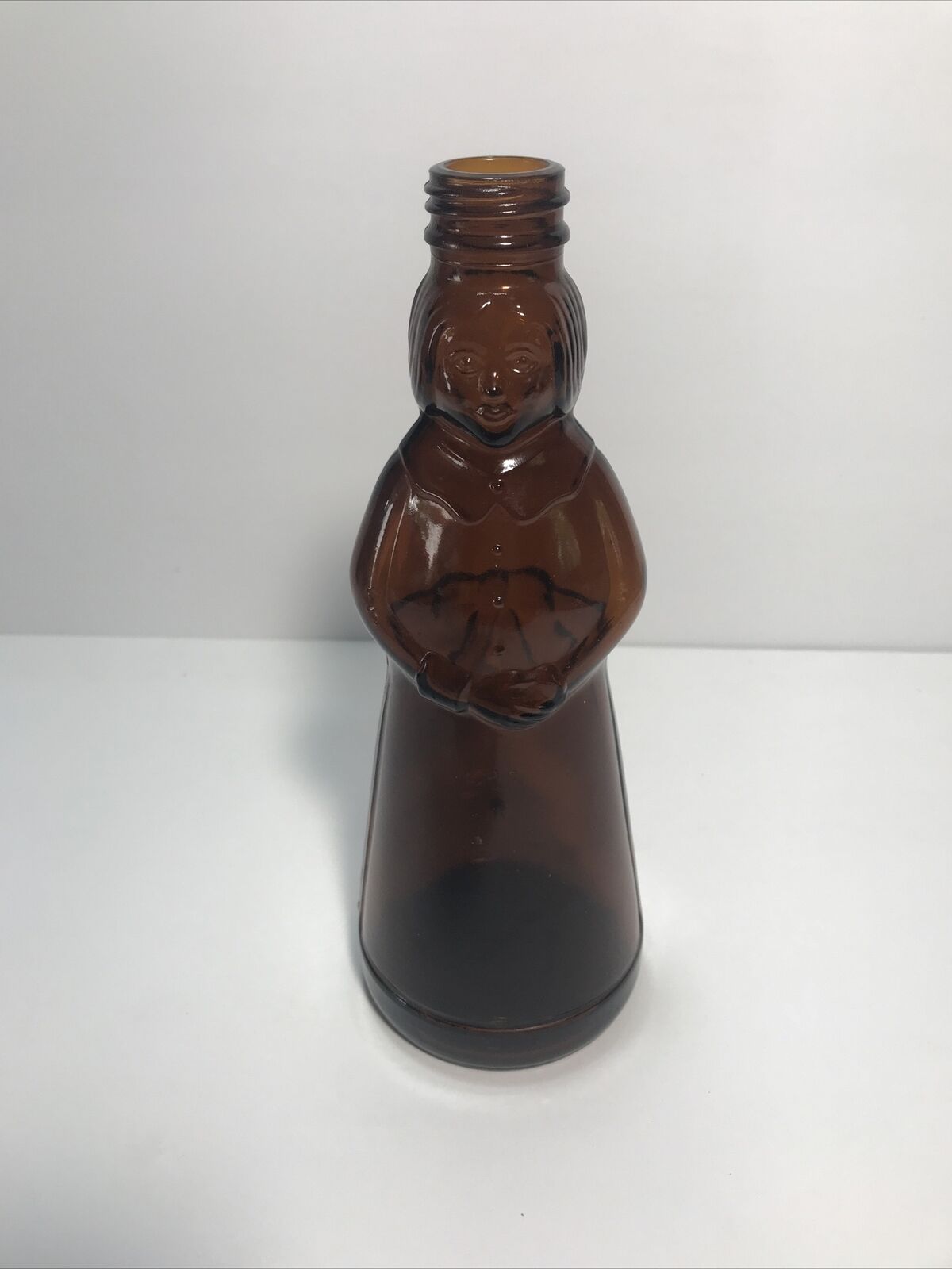 Vintage MRS BUTTERWORTH\'S Amber Brown Glass Syrup Bottle 8 1/4”