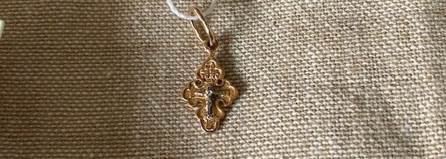 Pink Russian gold 585 Cross for baby