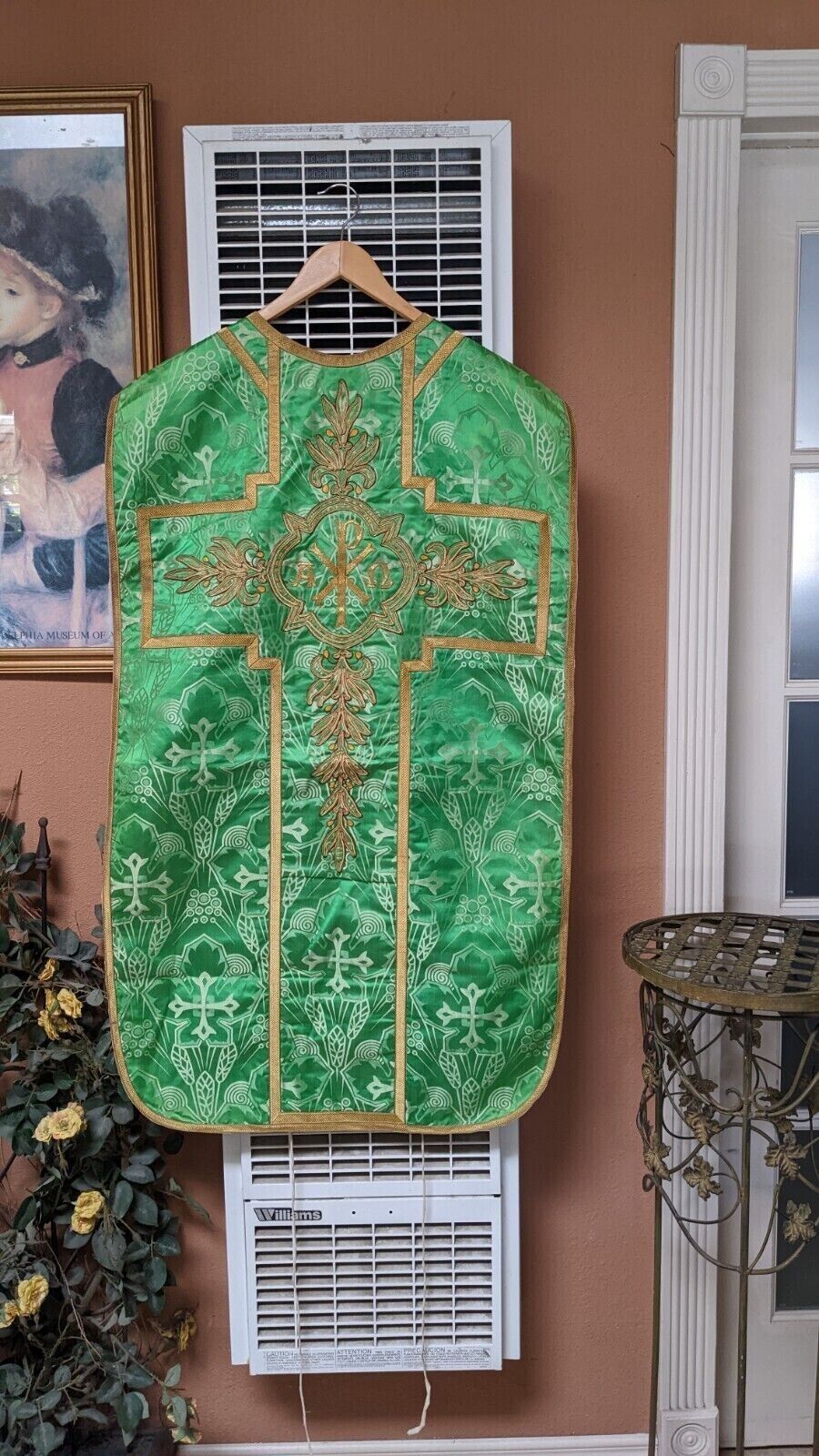 Antique Green Chasuble with Hand Done Embroidery