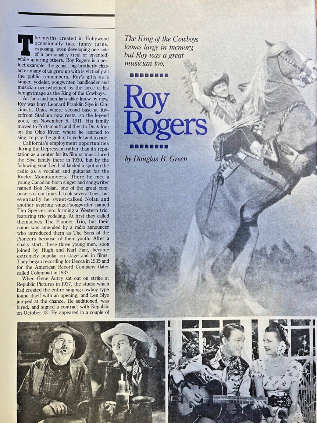 1988 Country Singer / Actor Roy Rogers