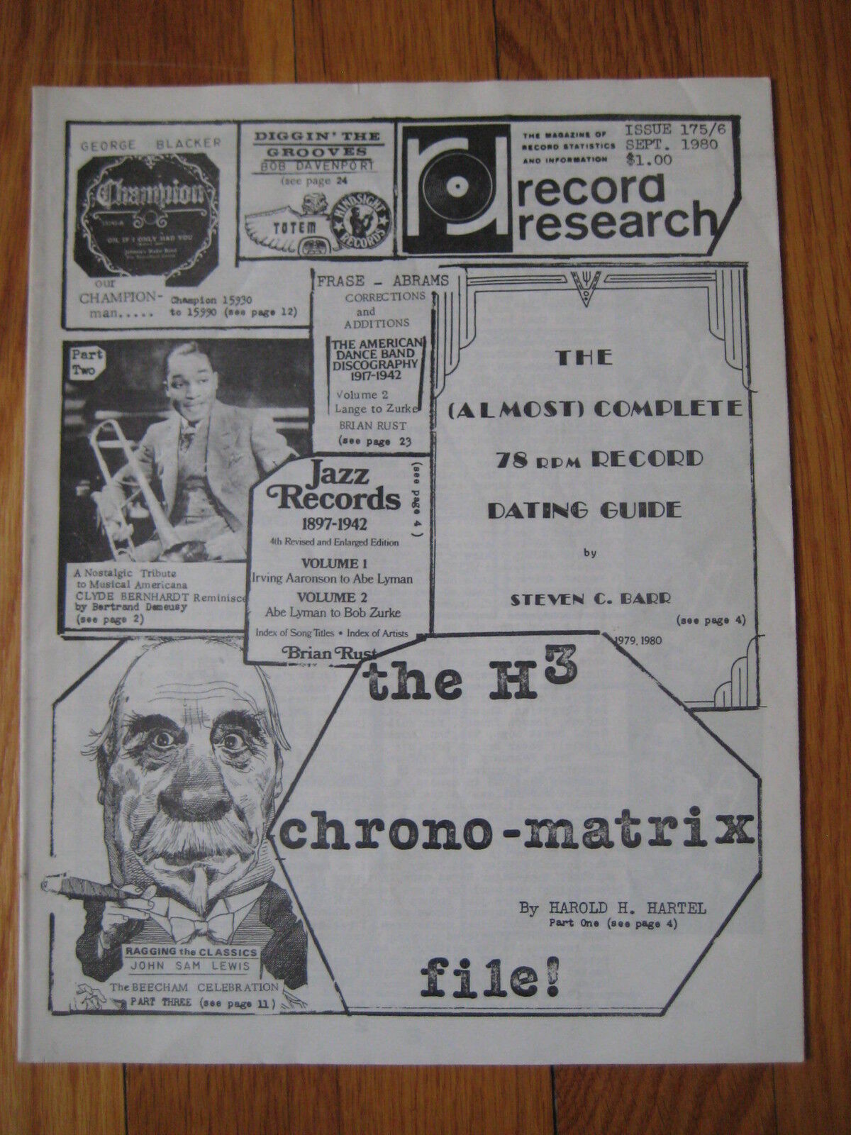 1980 vtg RECORD RESEARCH George Blacker H3 Chrono Matrix Clyde Bernhardt jazz