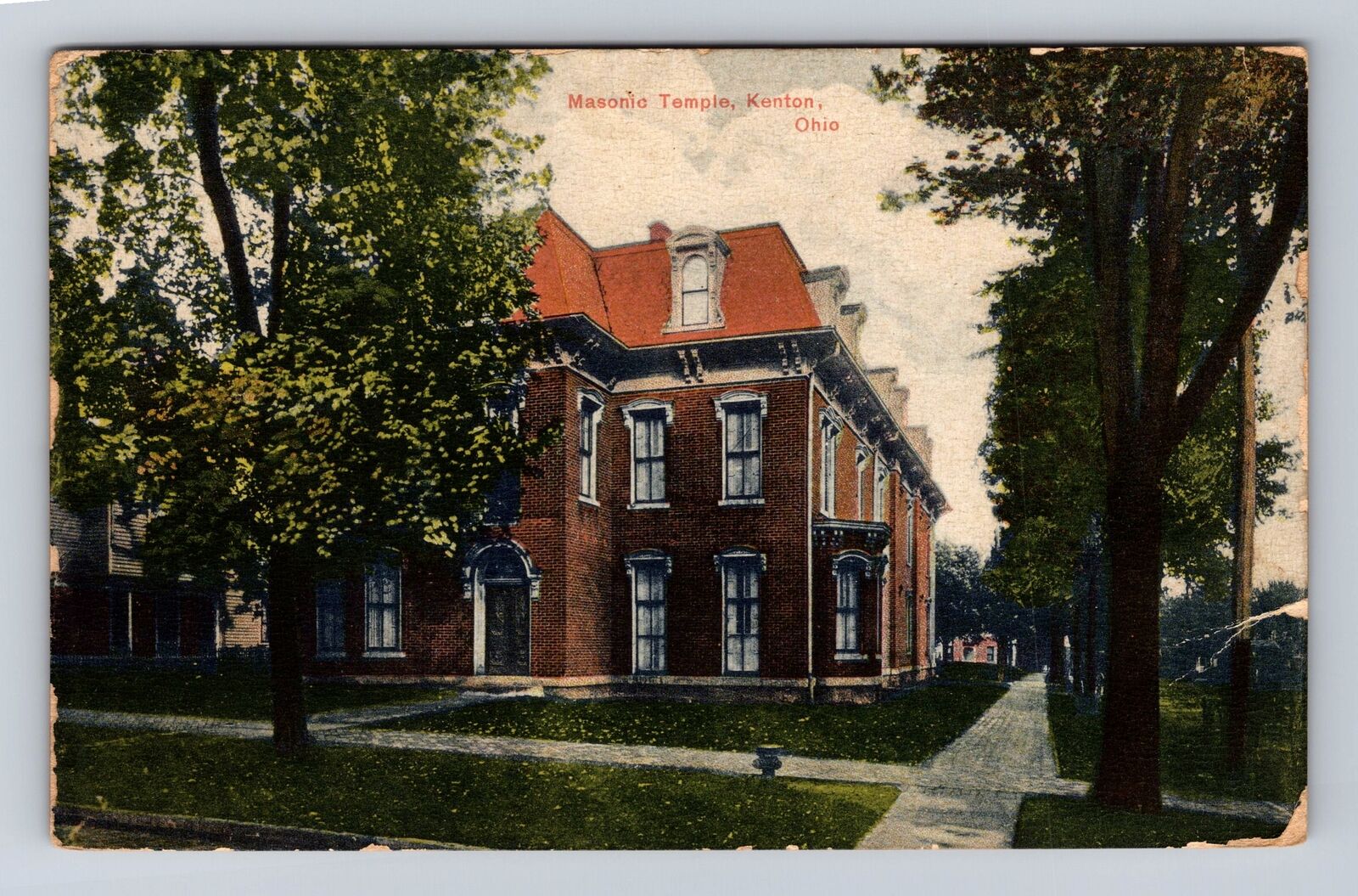 Kenton OH-Ohio, Masonic Temple, Antique Vintage Souvenir Postcard