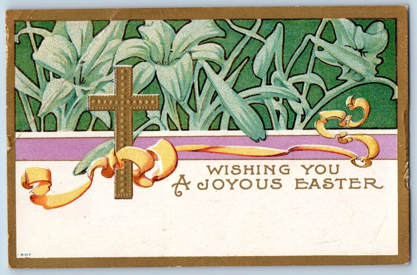 Sharon North Dakota ND Postcard Easter Art Nouveau Cross Embossed 1909 Antique
