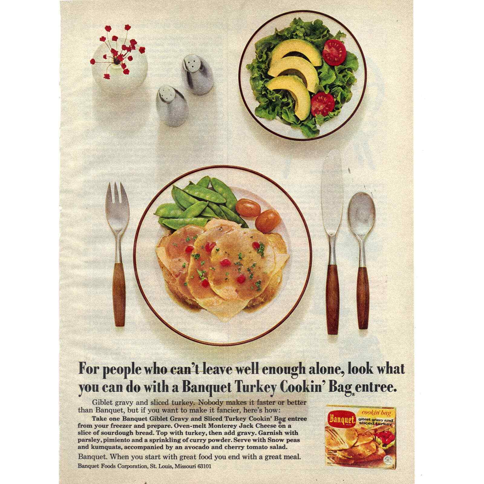 Vintage 1973 Banquet Turkey Cookin\' Bag Print Ad