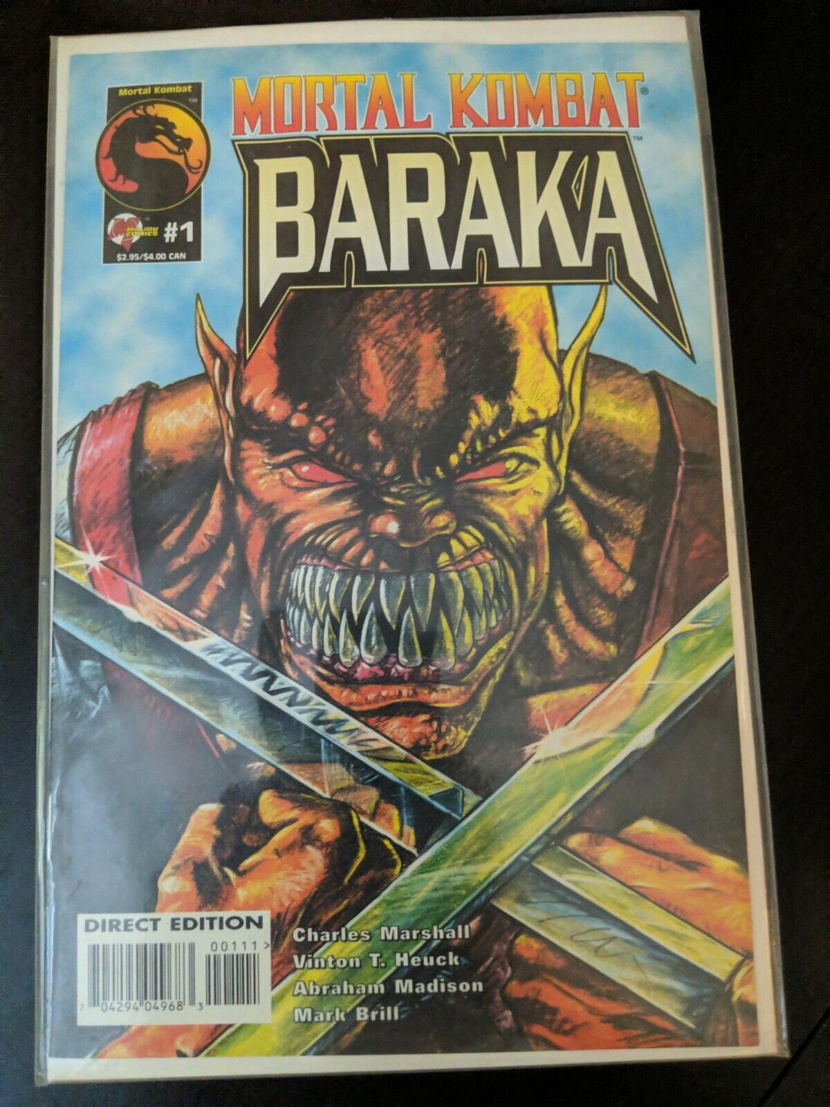 Mortal Kombat:Baraka #1, Direct Edition, 1995, Malibu Comics Very Good Condition
