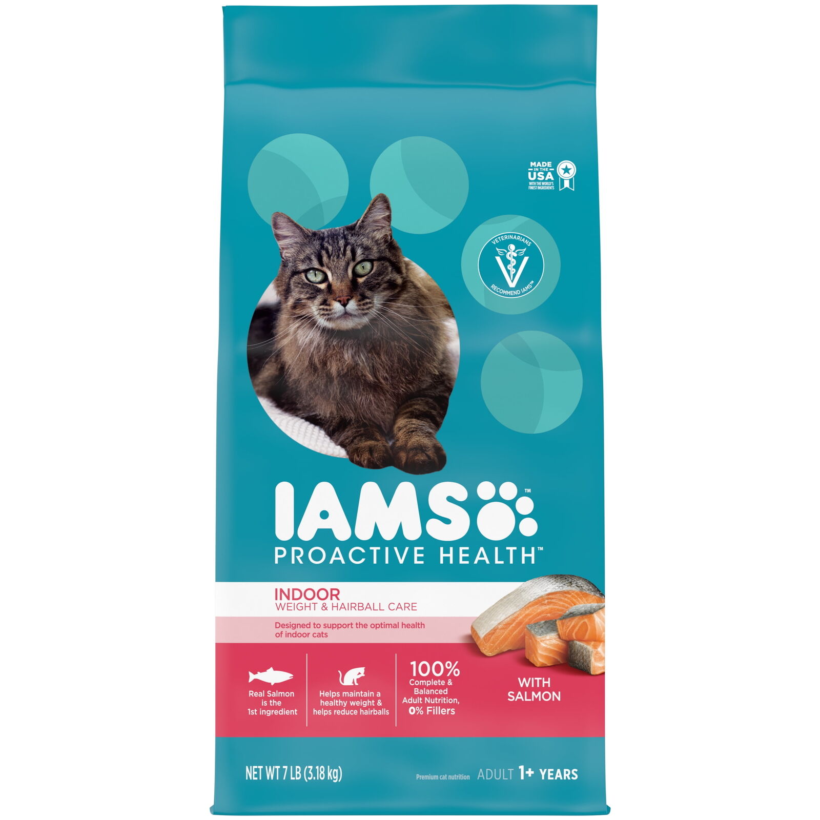 Iams Proactive Health Indoor Adult Dry Cat Food With Salmon, 7 Lb. Bag