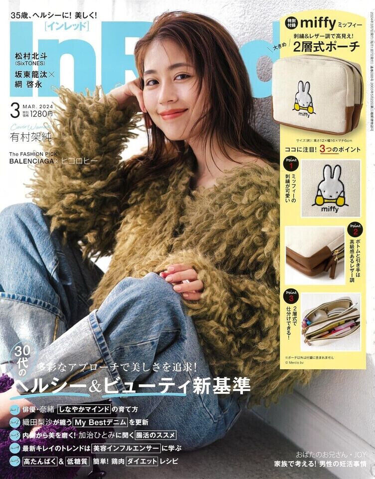 In Red Mar 2024 Japanese Fashion Magazine with Miffy Pouch