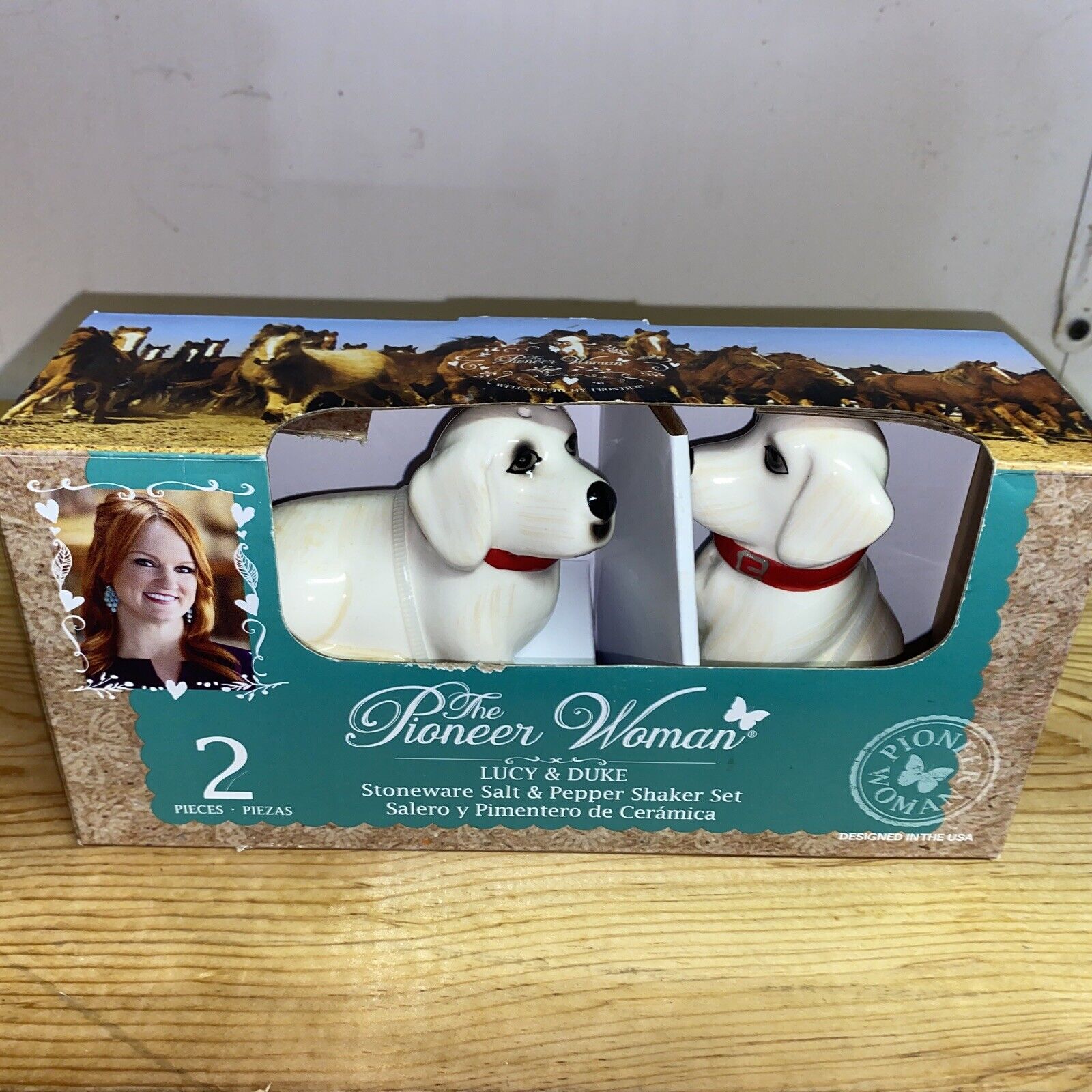 The Pioneer Woman Lucy and Duke Dog Salt and  Pepper Shaker Set, New In Box