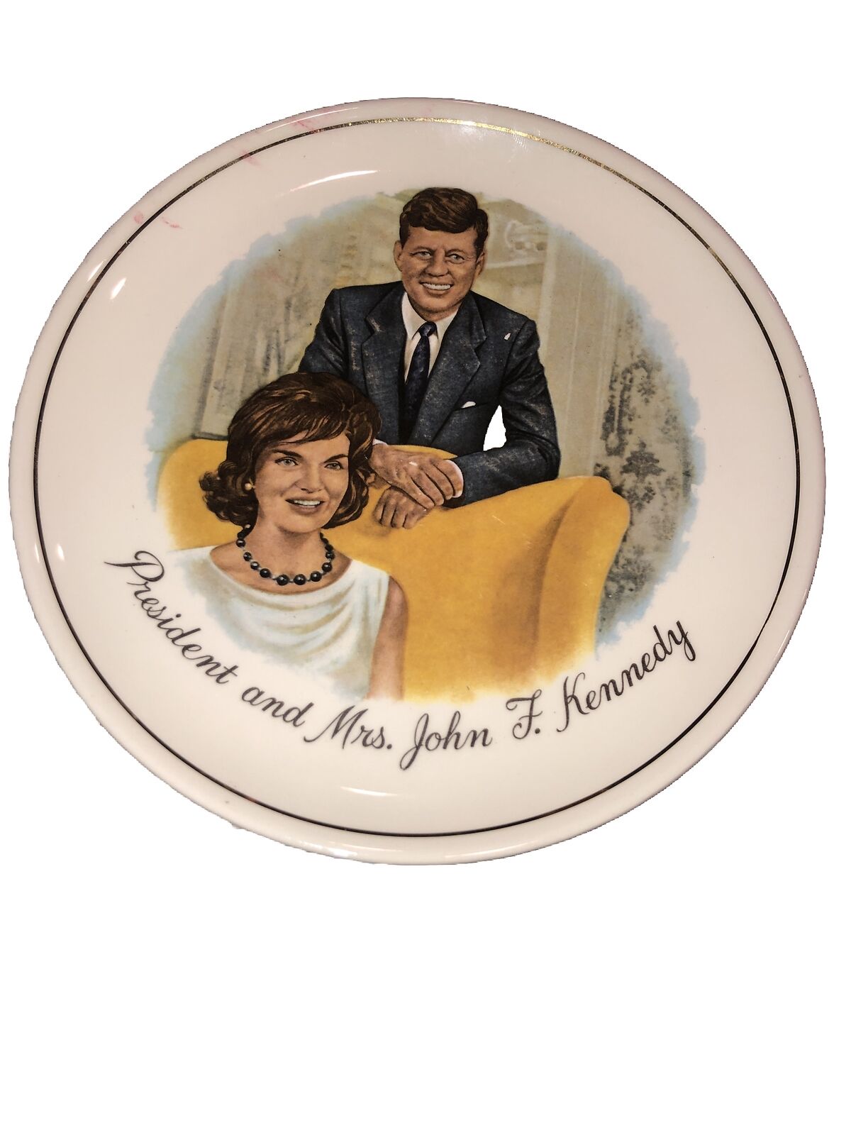 Vintage President and Mrs. John F. Kennedy decorative plate 1960s