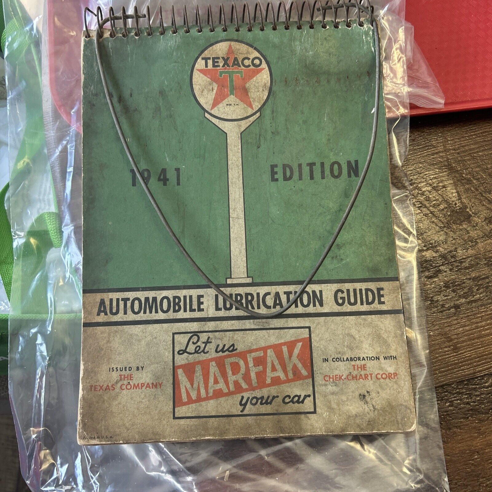 Rare 1941 January Edition Texaco Chek-Chart Marfak Lubrication Guide