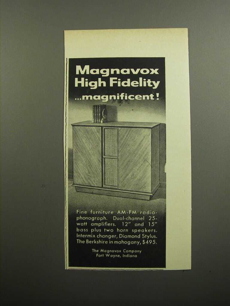 1957 Magnavox Berkshire Radio-Phonograph Ad - Magnavox High Fidelity