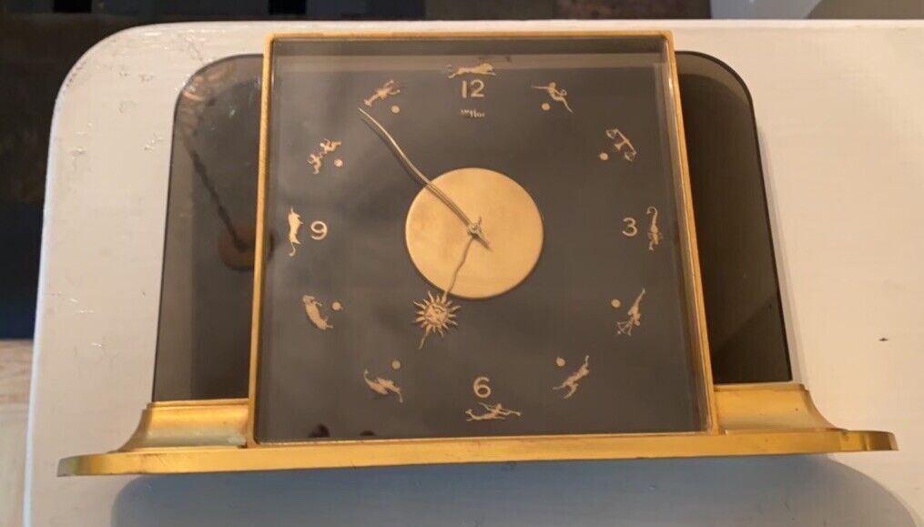 Vintage IMHOF Art Deco Design “Zodiac” Mantle CLOCK Modern timepiece