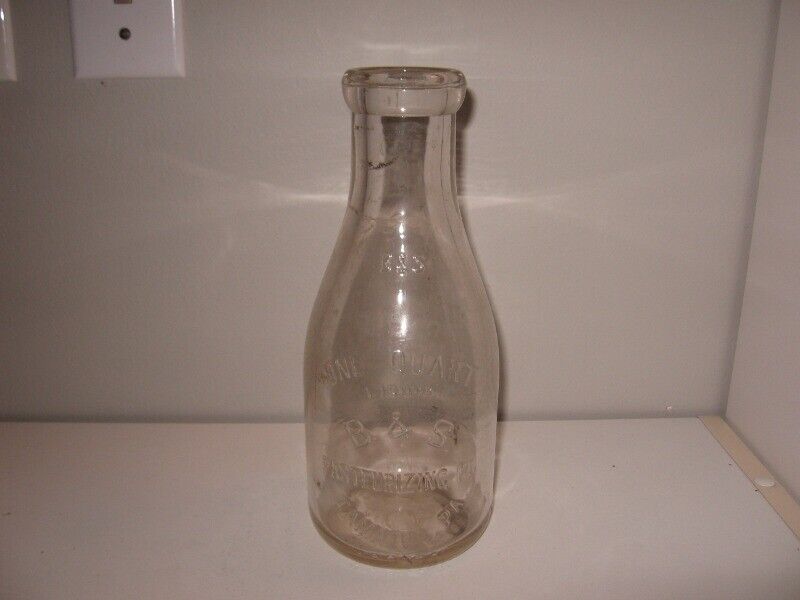 Vintage B & S  Glass Qt Milk Bottle Tamaqua, PA 9 1/2\