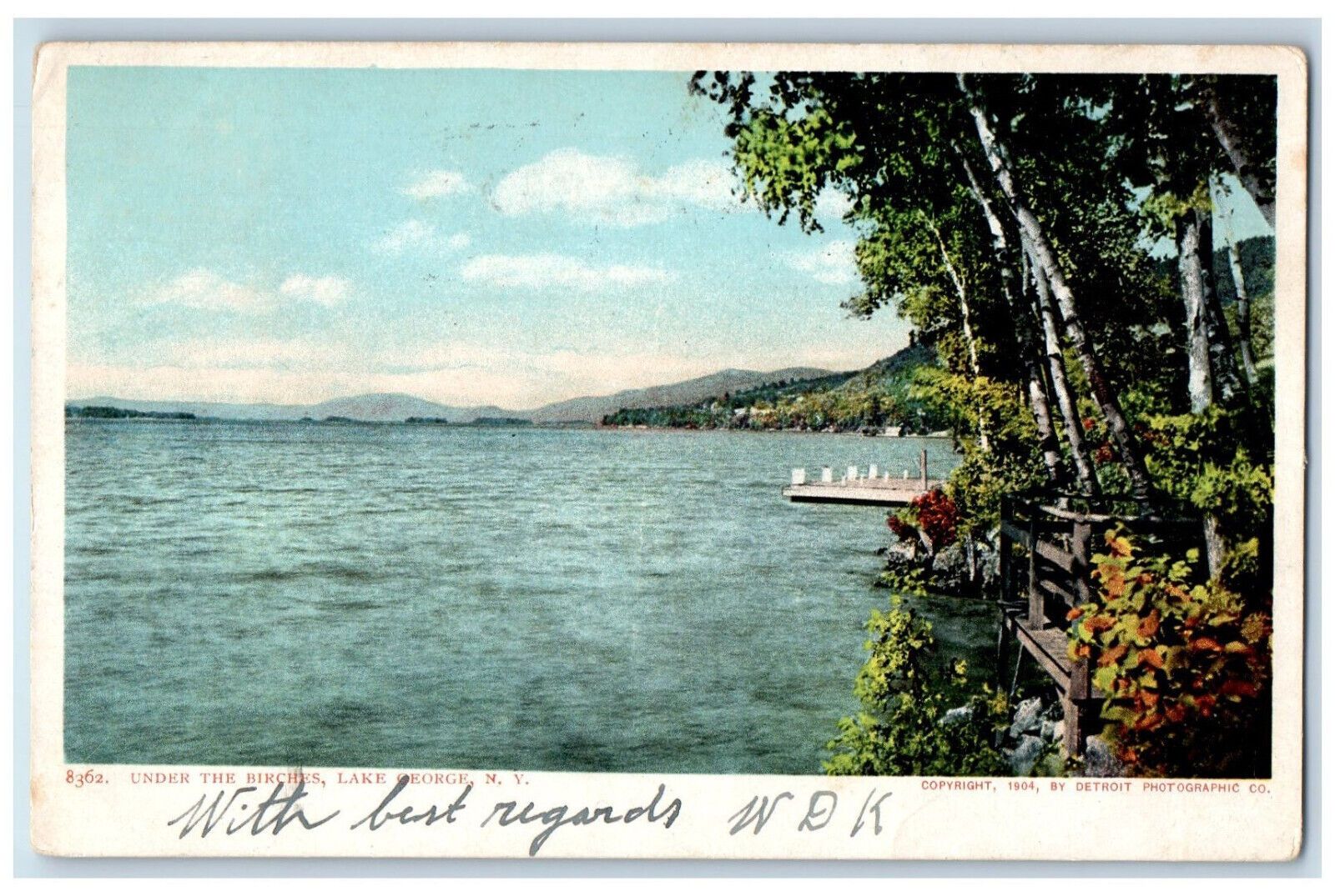 1906 Scenic View Under The Birches Lake George New York NY, Amesbury MA Postcard