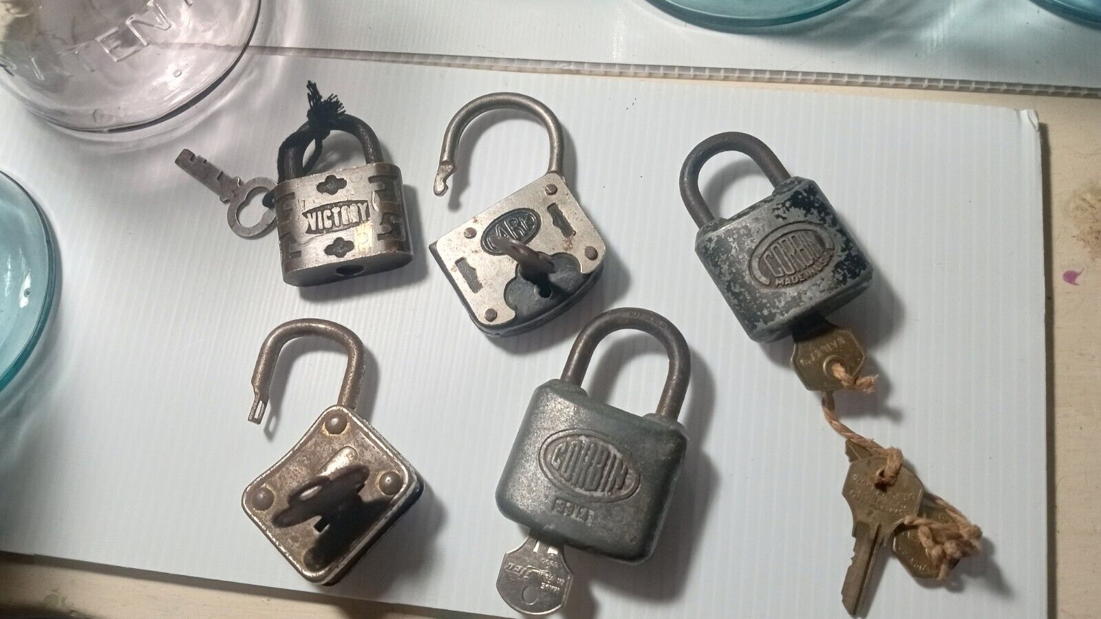 Vintage Antique Padlocks, Lot of 5 All Of Them Different, All Of Them Have Keys