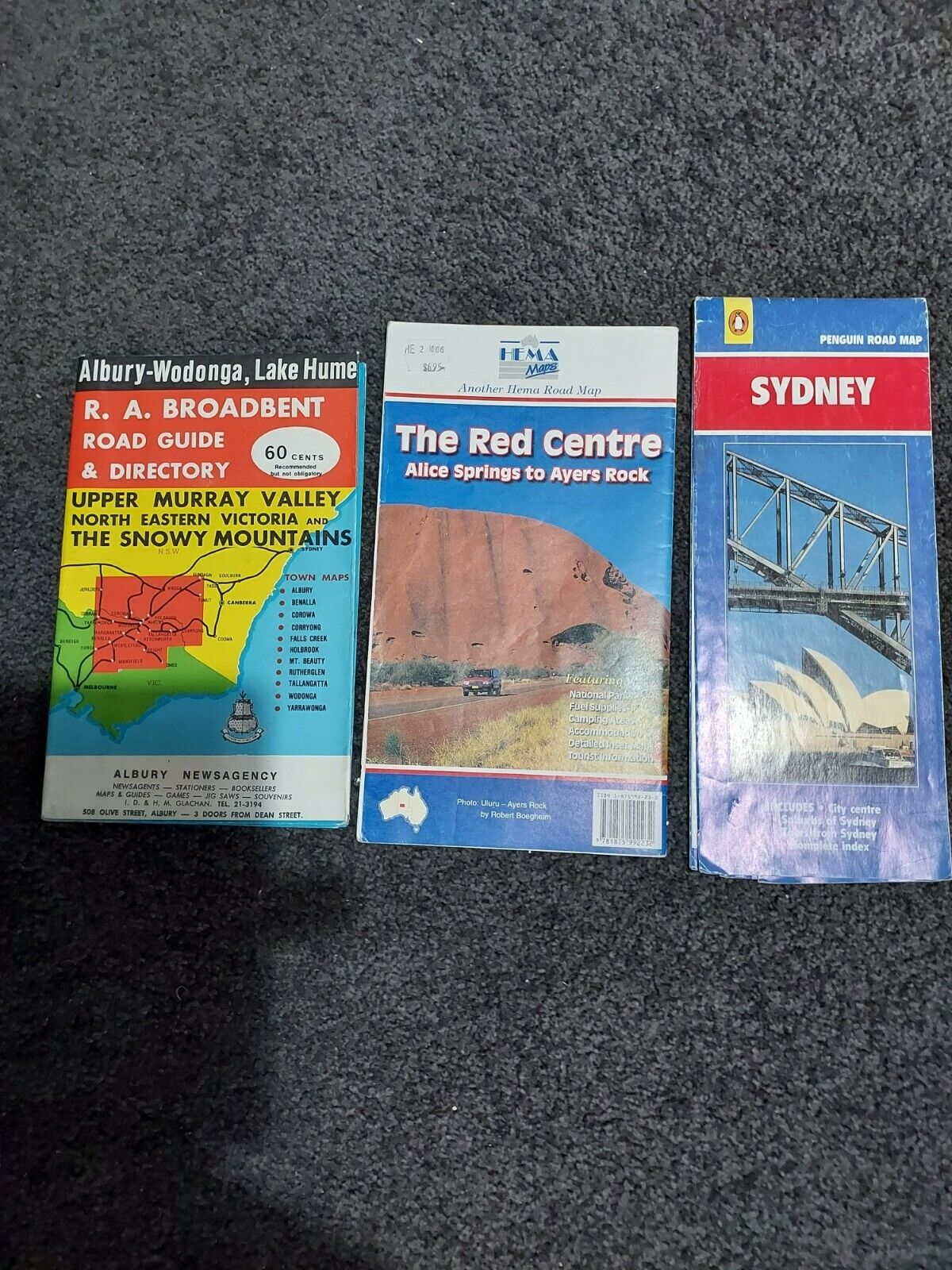 Vintage Australian road maps (2) plus 1996 HEMA map of The Red Centre