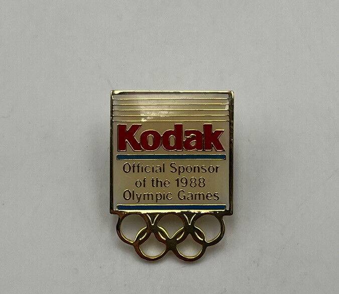 Kodak Official Sponsor 1988 Olympic Games Gold Tone Vintage Lapel Hat Pin EUC