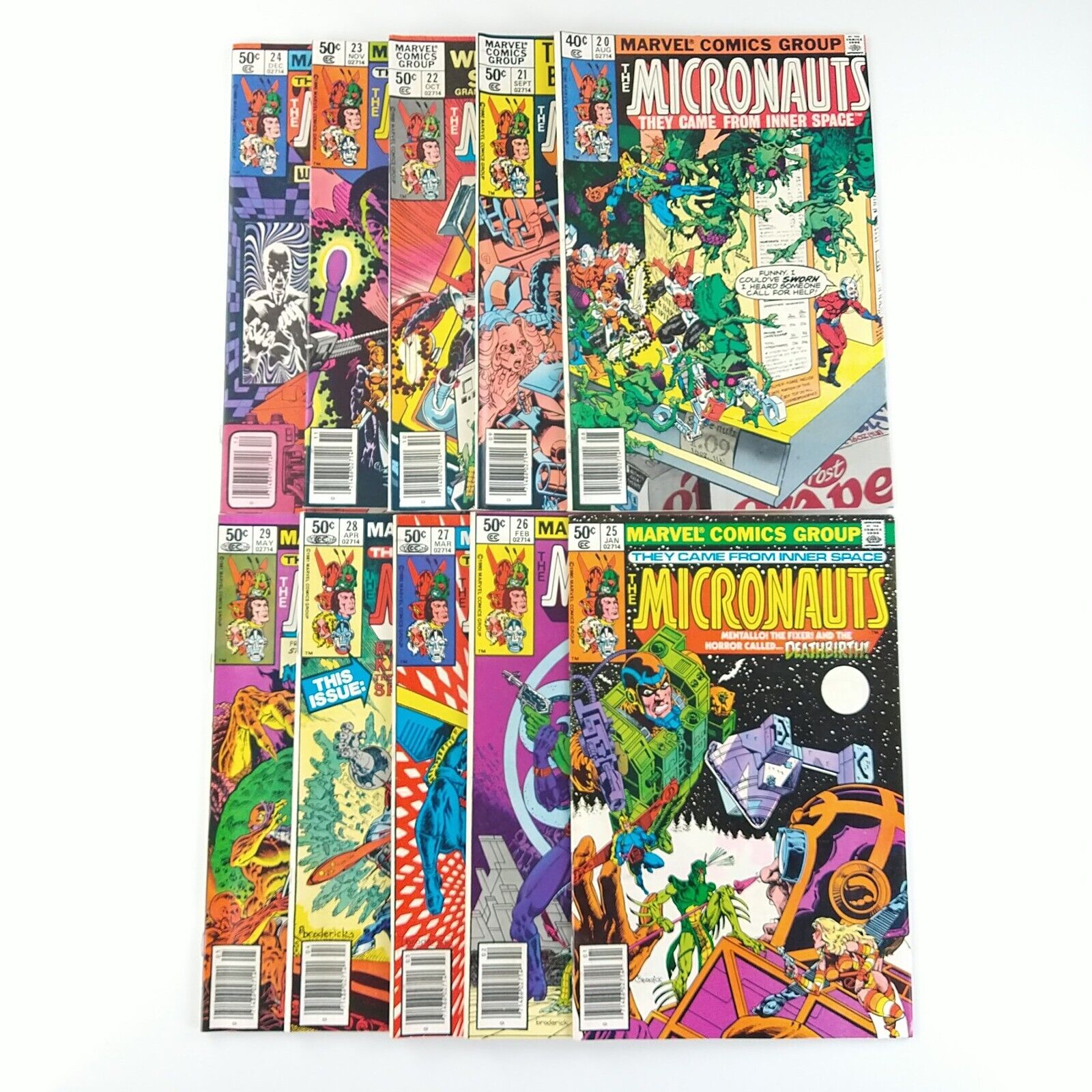 The Micronauts #20-29 VF-VF/NM Newsstand Lot 1980 Marvel 21 22 23 24 25 26 27 28